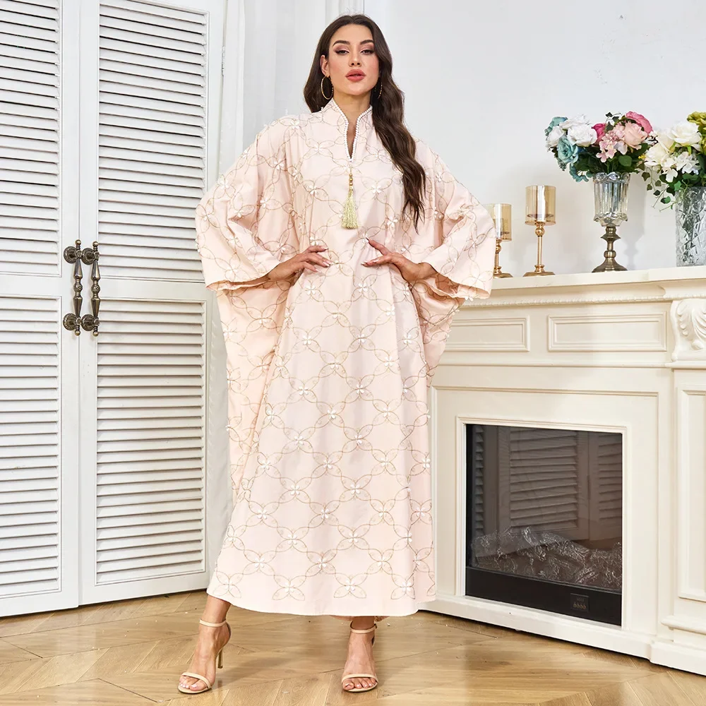 Africa Clothing Middle East Ramadan Muslim Luxury Fashion Saudi Arabia Embroidered Pendant Bat Sleeve Loose Robe Ethnic Dress