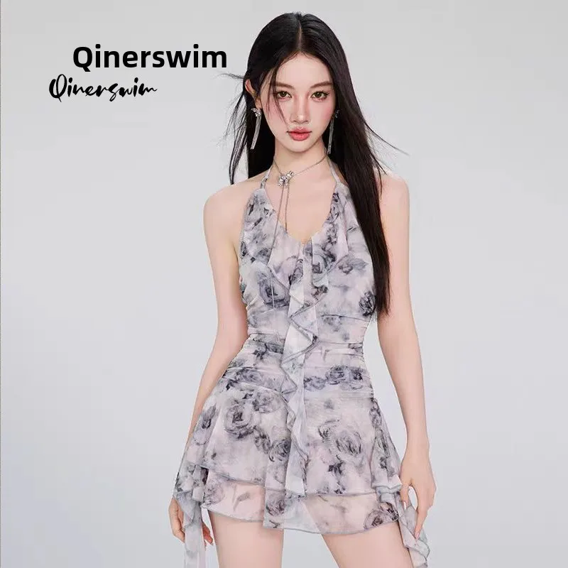 

Women's One-Piece Swimsuit Fairy Sle Hot Spring Bathing Suit Slimming Belly Cover Sexy Ins Sle Profional Swimwear