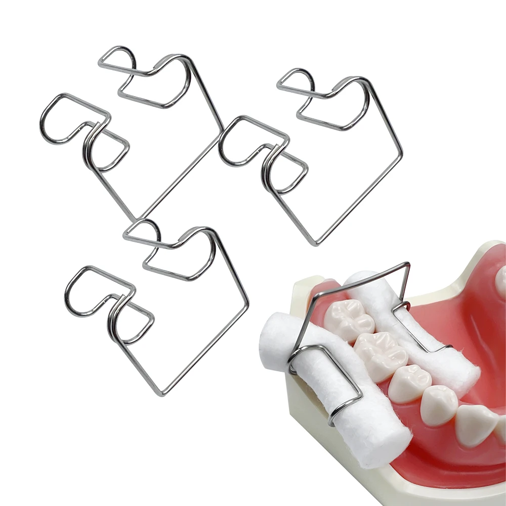 4 ชิ้น/กล่องทันตกรรมวัสดุทันตกรรมจัดฟันคลิปผ้าฝ้ายผู้ถือม้วนสแตนเลสผ้าฝ้ายม้วนคลิป Oral Isolator ทันตแพทย์