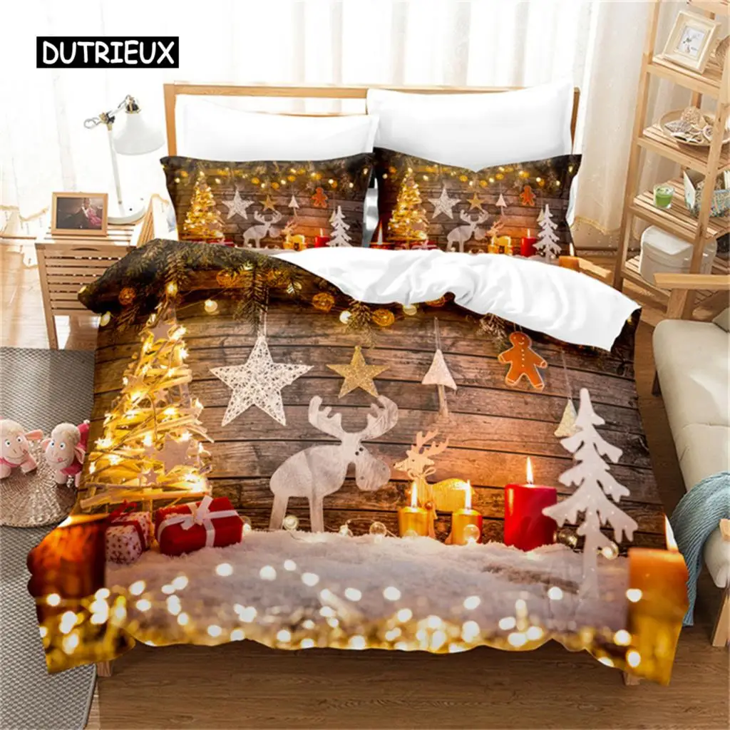 

Merry Christmas Bedding Set Santa Claus Duvet Cover Quilt Cover for Boys Girls Christmas Comforter Cover Happy New Year Decor