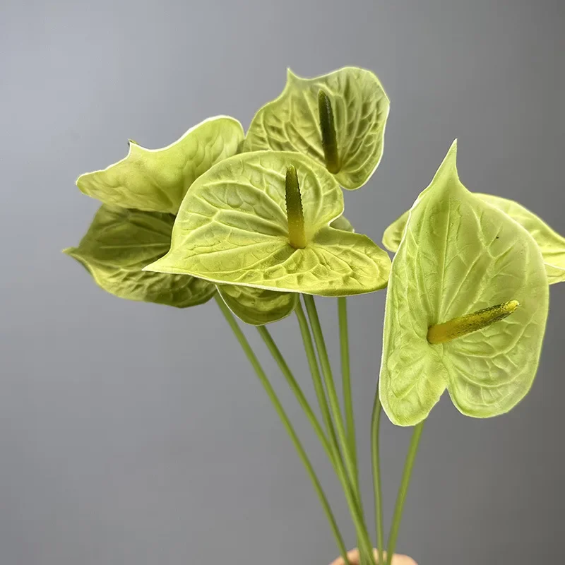 10 Uds. De flores artificiales de PU, Anthurium, palma blanca, decoración de boda, flores falsas, Anthurium, accesorios de decoración del hogar, fiesta Floral