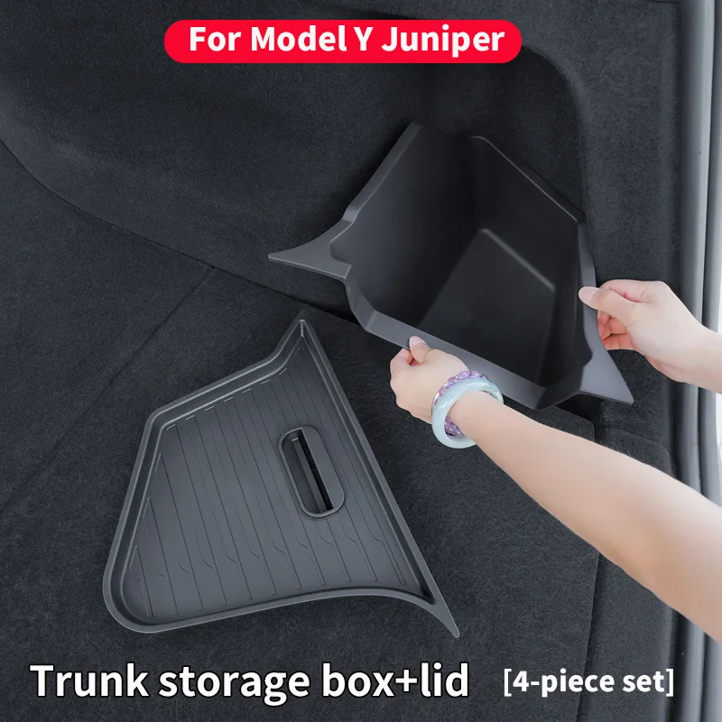 

Для Tesla Model Y Juniper 2025 TPE багажник автомобиля, боковой ящик для хранения, крышка, органайзер, боковой ящик для хранения багажника автомобиля, аксессуары для ремонта