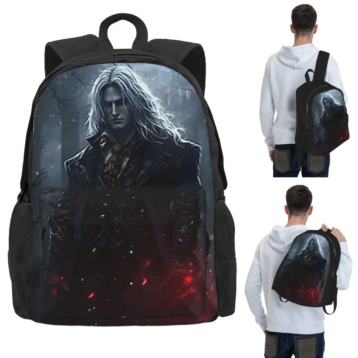 Alucard Vampire Game Student Backpack School Bag Hiking Travel Daypack for Boys Girls Bookbag Shoulder Bags