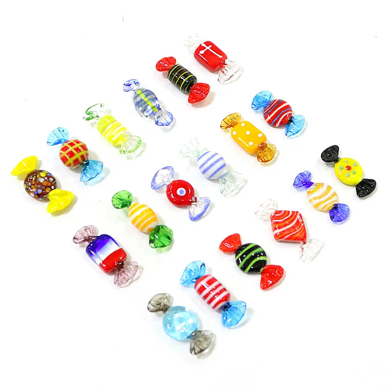 18pcs Custom Antique Murano Glass Candy Ornaments Candy Bar Decoration Pendant Hand Blown Glass Sweets Wedding Party Decoration