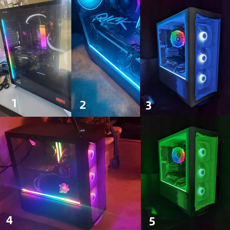 Bande Lumineuse LED RVB Diffusée Latérale ARGB Adressable, pour Ordinateur Gamer, Décotation d'Armoire pour Boîtier PC