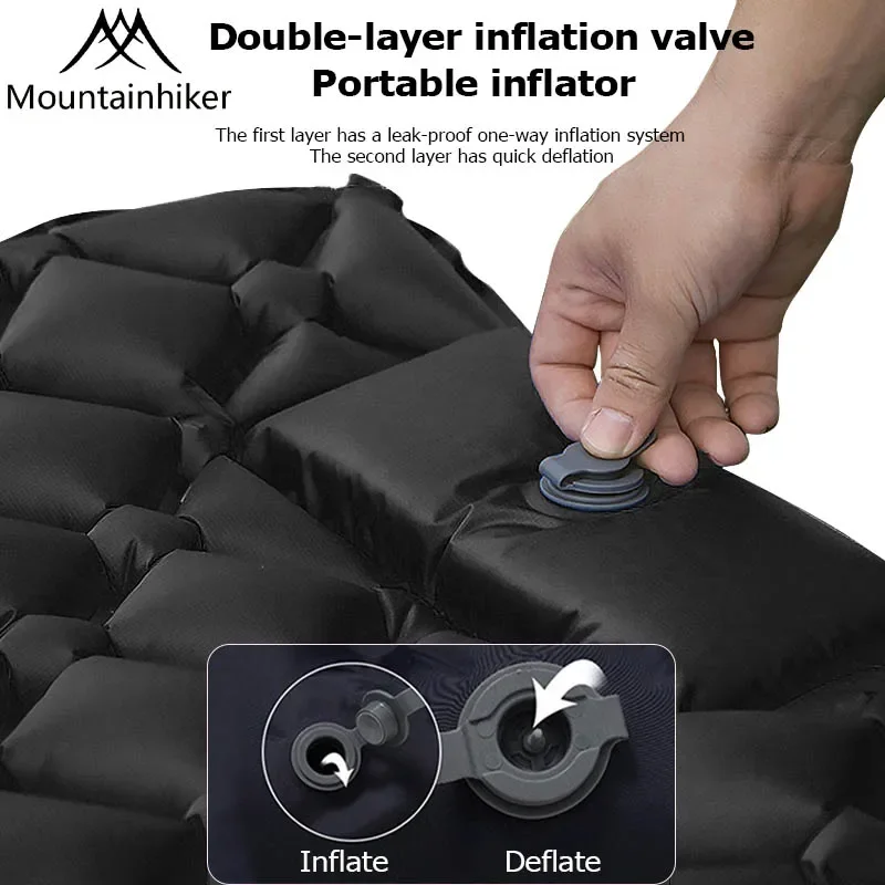 MOUNTAINHIKER Outdoor Camping Inflatable Mattress Sleeping Pad With Pillows Ultralight Air Mats for Backpacking Hiking Fishing