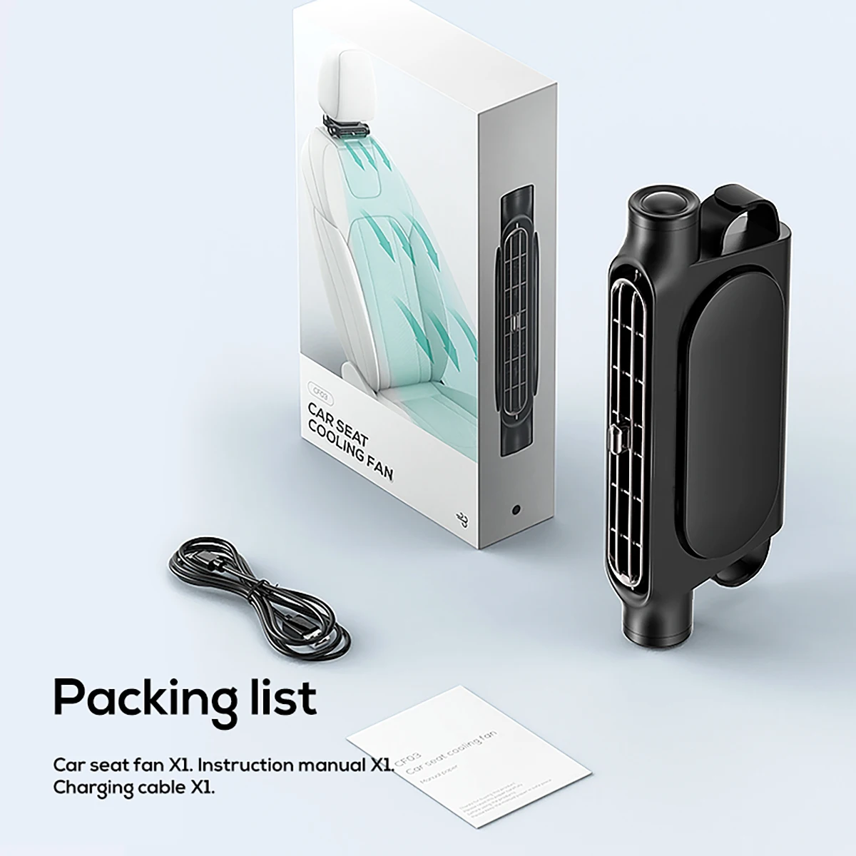 Portable Car Seat Cooling Fan Car Rear Backrest Electric Fan USB Power Supply Fan Air Conditioner Car Interior Accessories