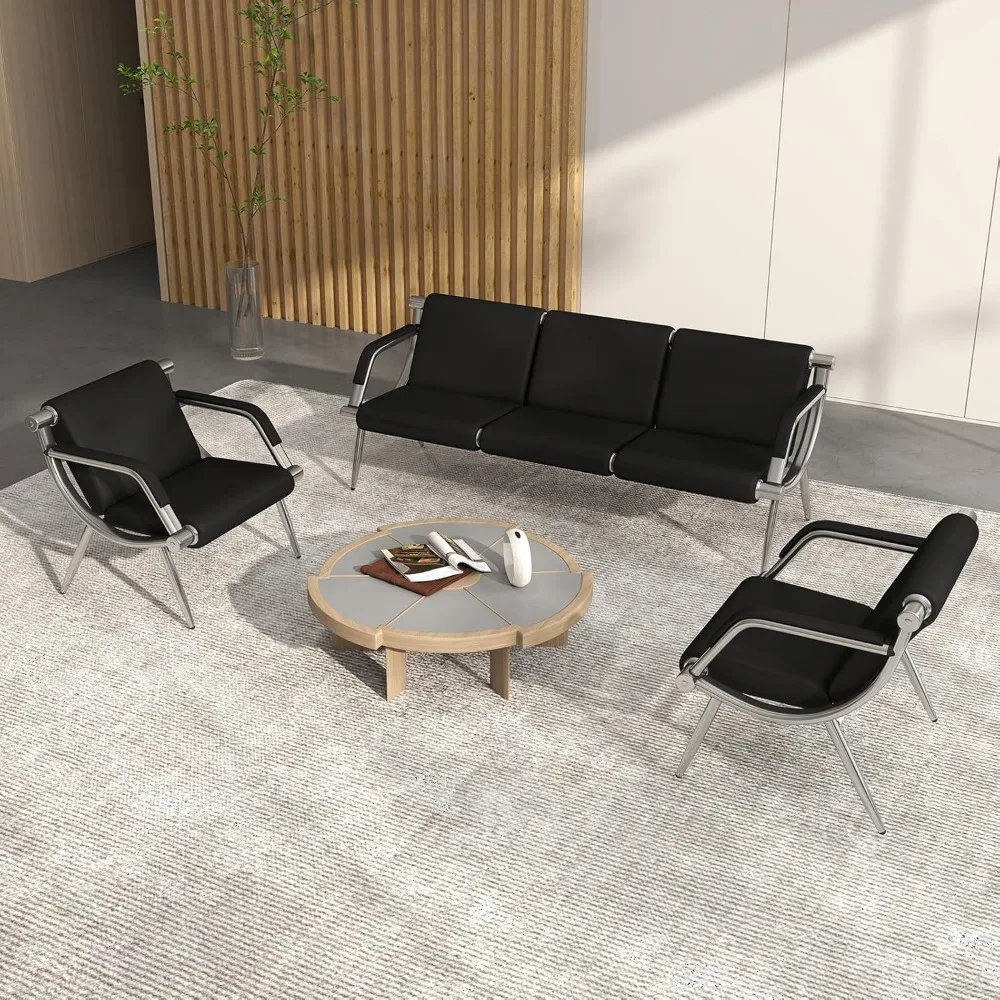 

Waiting Room Chairs with Armrest - PU Leather Lobby Reception Chairs, Office Guest Seating Furniture for Clinic Airport