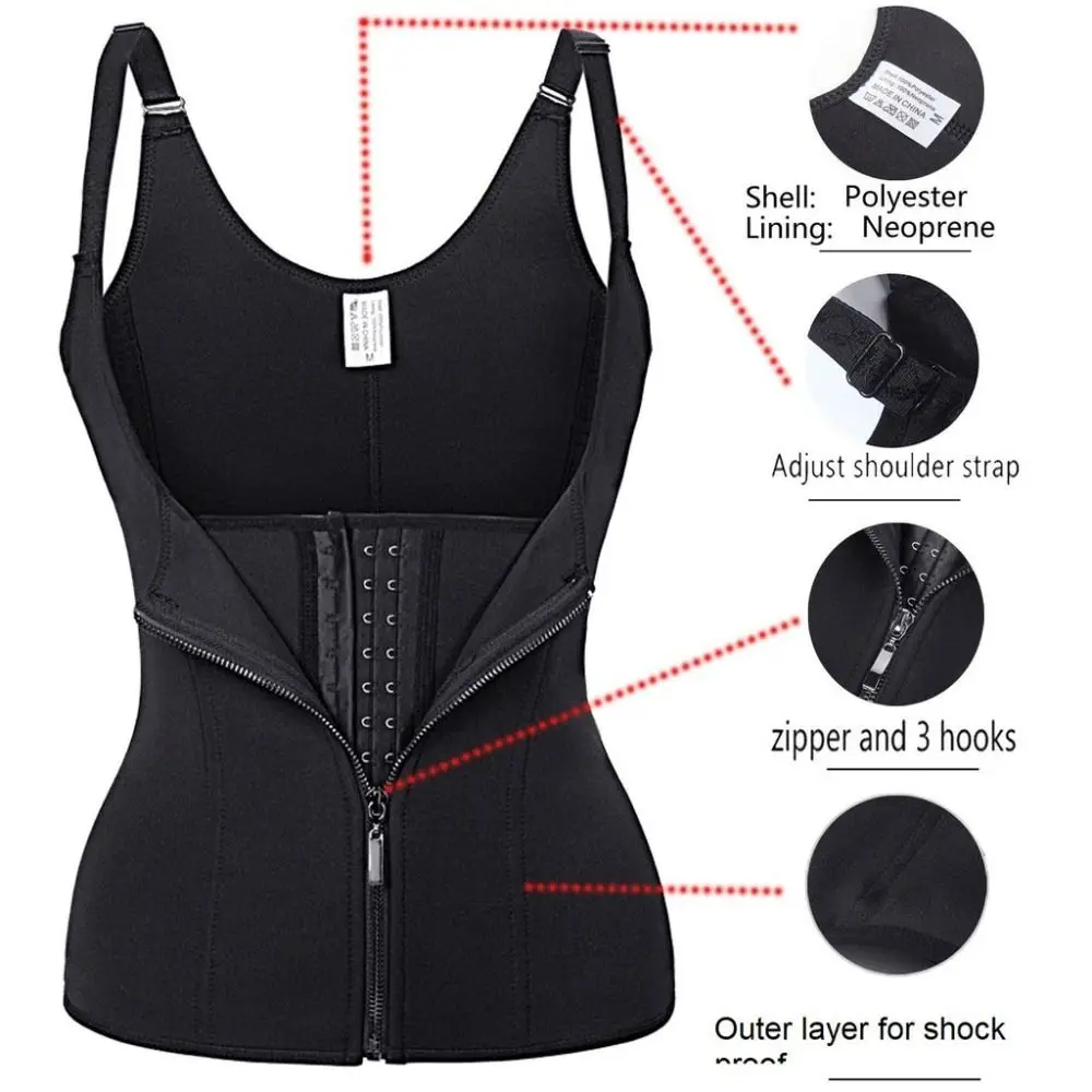 3 Row Buckle Body Shapers Vest Zipper Sleeveless Waist Cinching Corset Abdomen Beauty Body Women's Postpartum Panties Seaside