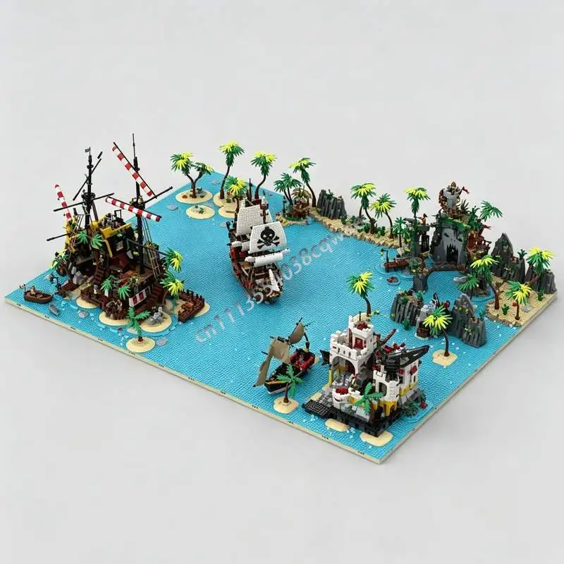 Pirates Diorama MOC Creative Scene Model Custom Puzzle Architecture DIY Assembly Educational Blocks Popular Display Gift
