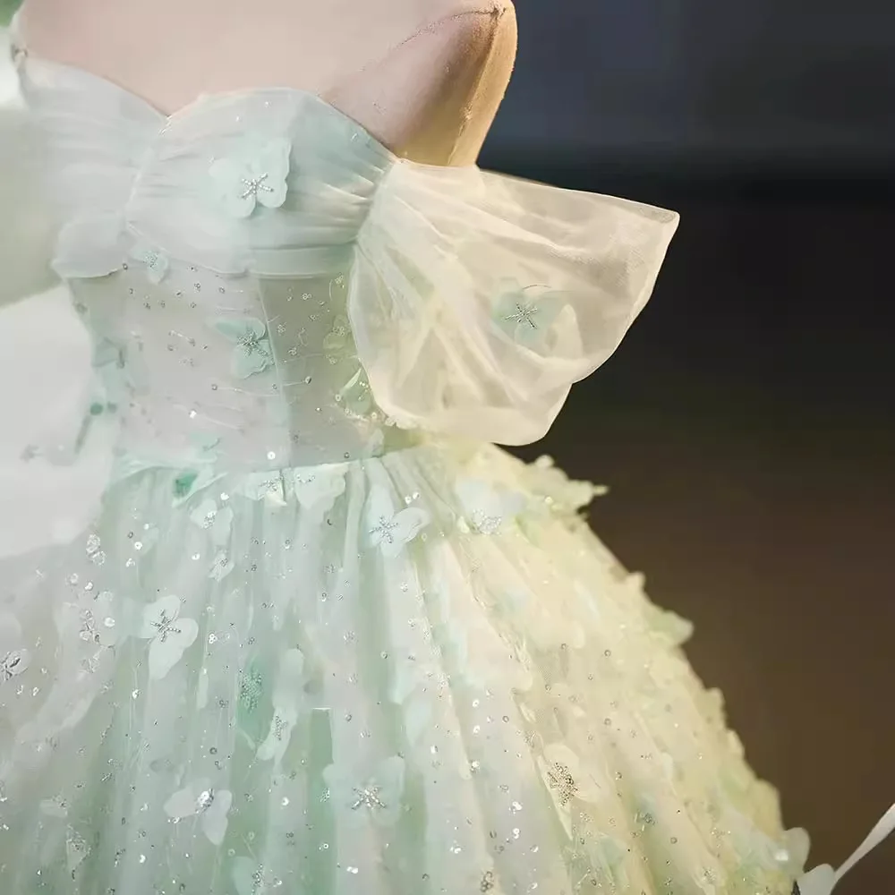 2023 baru Green Vestido De qudupa klasik bahu terbuka panjang-panjang gaun pesta dengan kupu-kupu elegan Robe De Bal Soiree