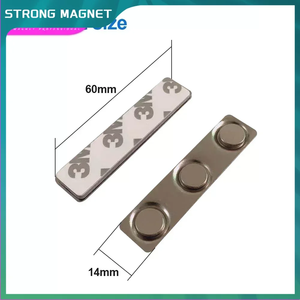 

60X14mm Super Strong NdFeB Magnet Magnetic Badge Accessories Three Magnets Custom Badge Brooch Magnetic Buckle 3M Tape