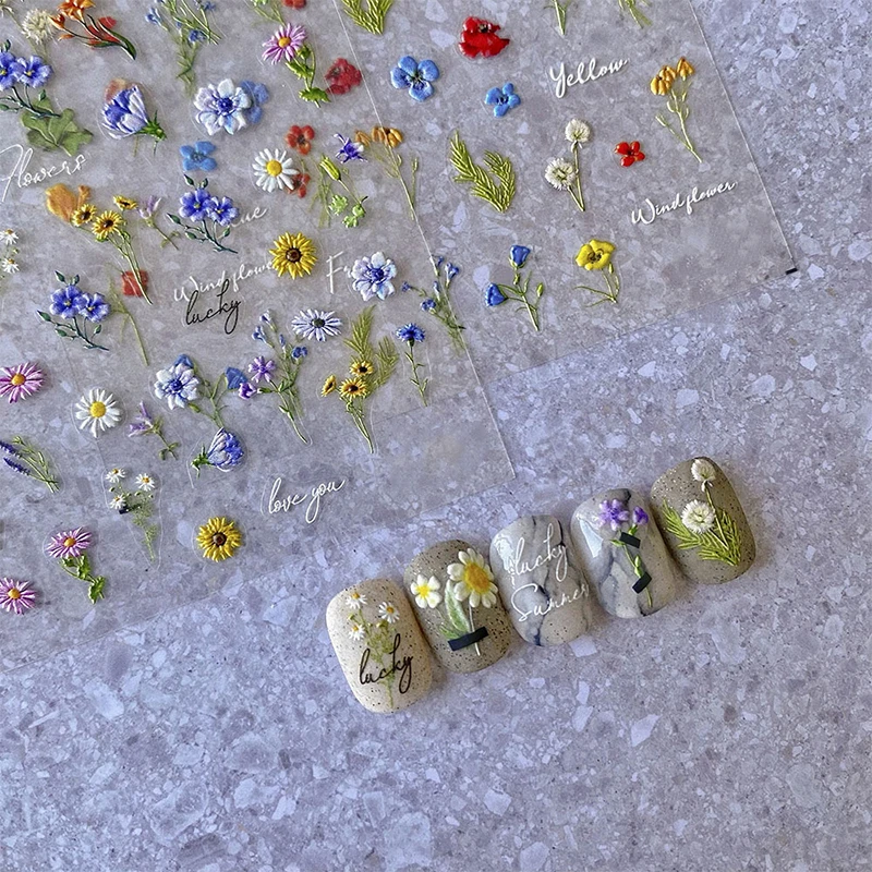 Dried Flowers For Nails Design Stickers Colorful Flower Decoration Crafts Muti Floral Manicure 3d Accessories Parts Nail Art