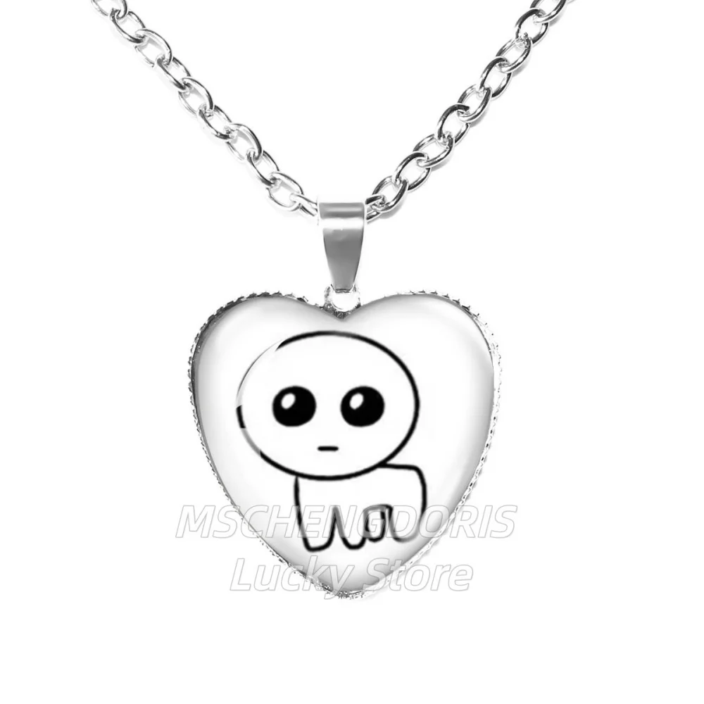 TBH Autism Creature Yippee Glass Heart-Shape Pendant Chain Necklace Funny Meme Yippee Charm Jewelry Fans Souvenir Gift