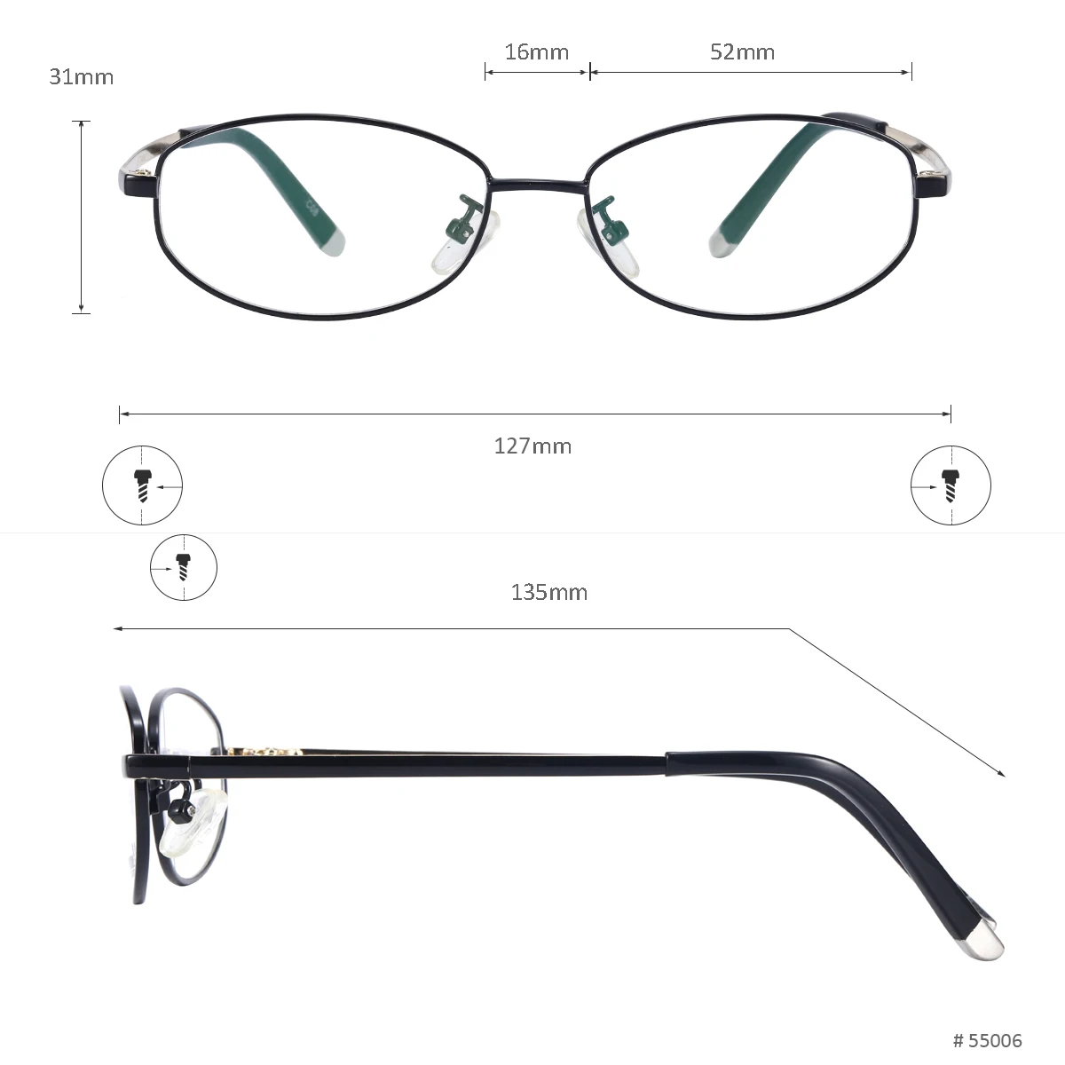 Armação de óculos Full Rim Flexible Memory Titanium para homens e mulheres, óculos ovais, óculos para lentes prescritas