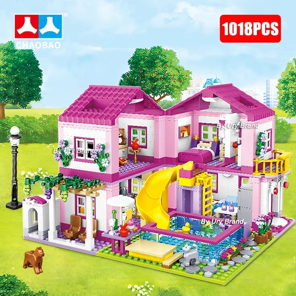 Friends City House ฤดูร้อน Holiday Villa Castle Building Blocks ชุดตัวเลขสระว่ายน้ํา DIY ของเล่นสําหรับเด็กผู้หญิงคริสต์มาสของขวัญ