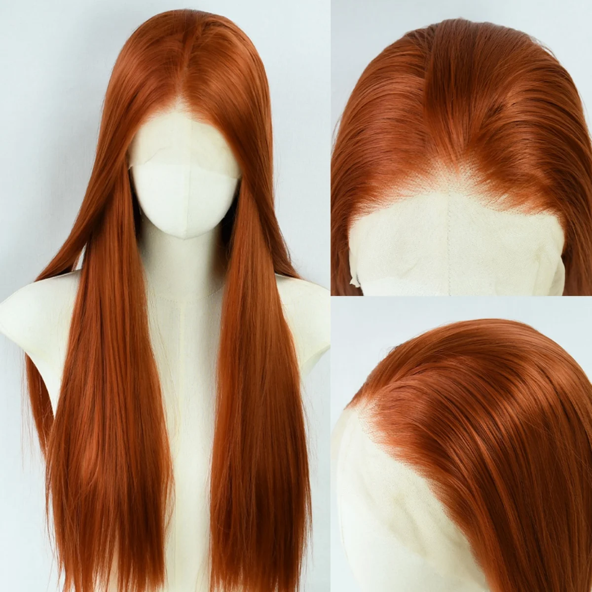 

Ginger Wig Bone Straight Lace Front Wig 13x4 HD Lace Wig Synthetic Glueless High Quality Heat Resistant Daily Wear For Wemon