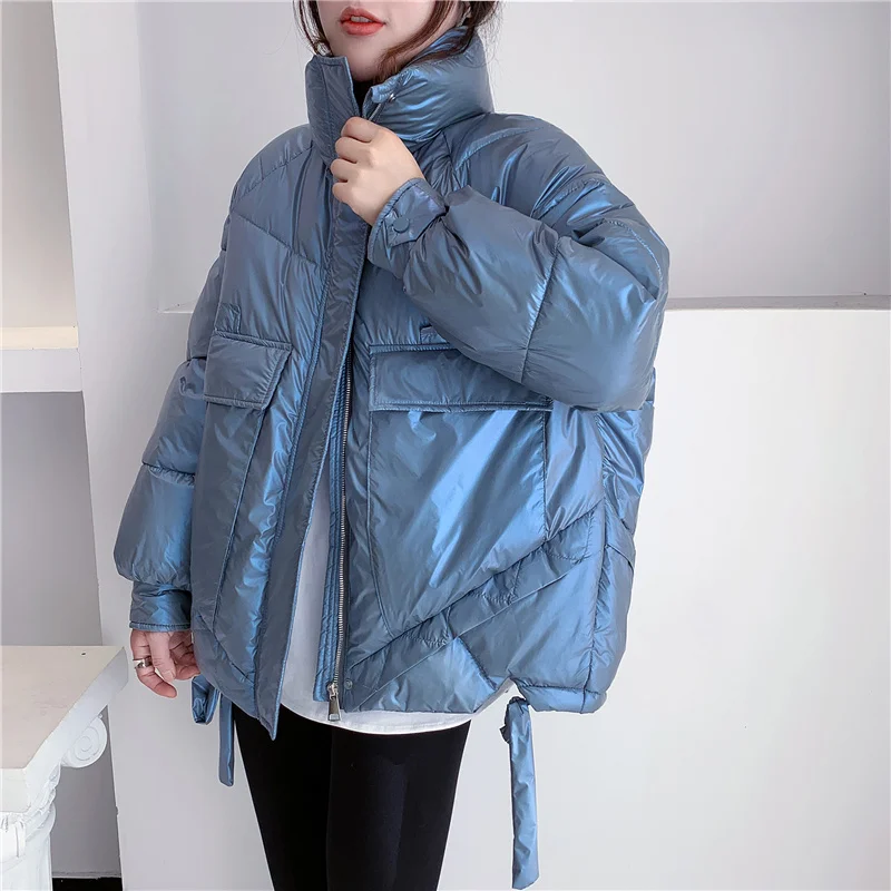 Stand New Winter Women Collar waterproof Glossy Coat 90% White Duck Down Parkas Thickness Warm Snow Outwear