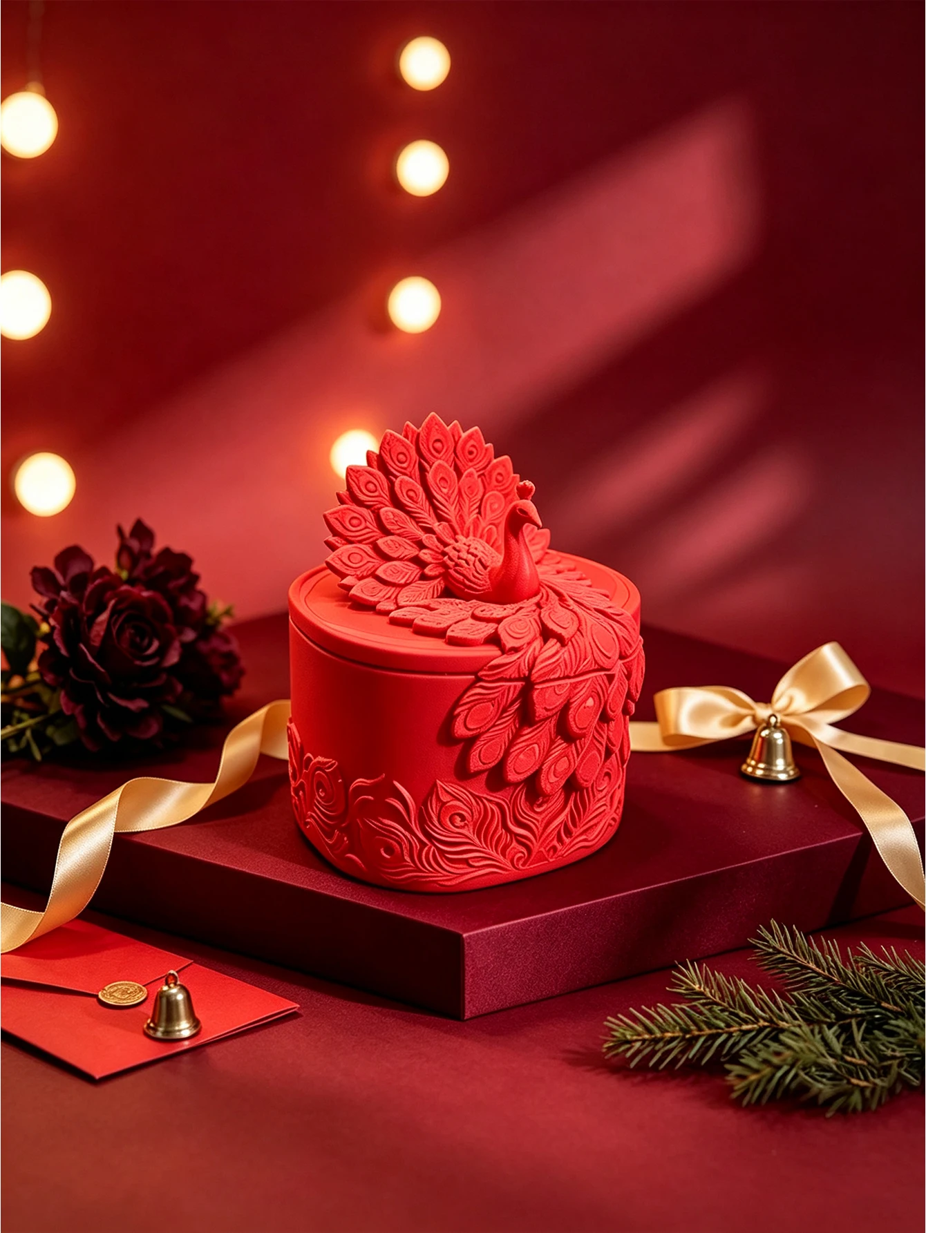 Red Peacock Embossed Jewelry Box with Lid, Decorative Storage Jar. High Aesthetic Value and Exquisite Design, Suitable for Dressing Tables and Bedrooms. Can Store Various Small Items Such as Jewelry and Hair Accessories. Luxurious Retro Design, Creating a Festive Atmosphere. Ideal for Placing on Dressing Tables and Bedroom Desktops. Perfect as a Holiday Gift for Girls, Birthday Favor, or Commemorative Collection. a Desktop Storage Item That Combines Practicality and Decoration. the Three-Dimensional Peacock Design Is Eye-Catching and Eye-Catching. Easily Enhances the Sophistication of Your Desktop. a Practical and Decorative Item for Your Desk. the Three-Dimensional Peacock Shape Is Eye-Catching and Stands Out. Easily Enhances the Elegance of Your Desktop