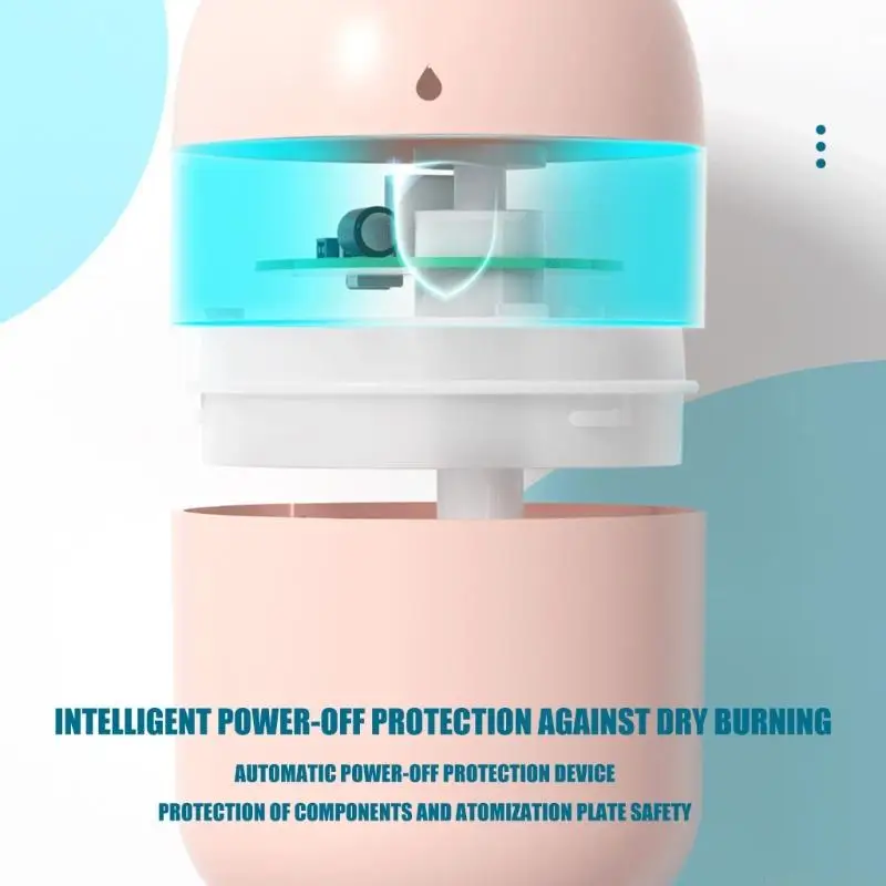 

D0AB 220ml Cool Mists Humidifier With Night Light For Car Home Office Quiet Operation
