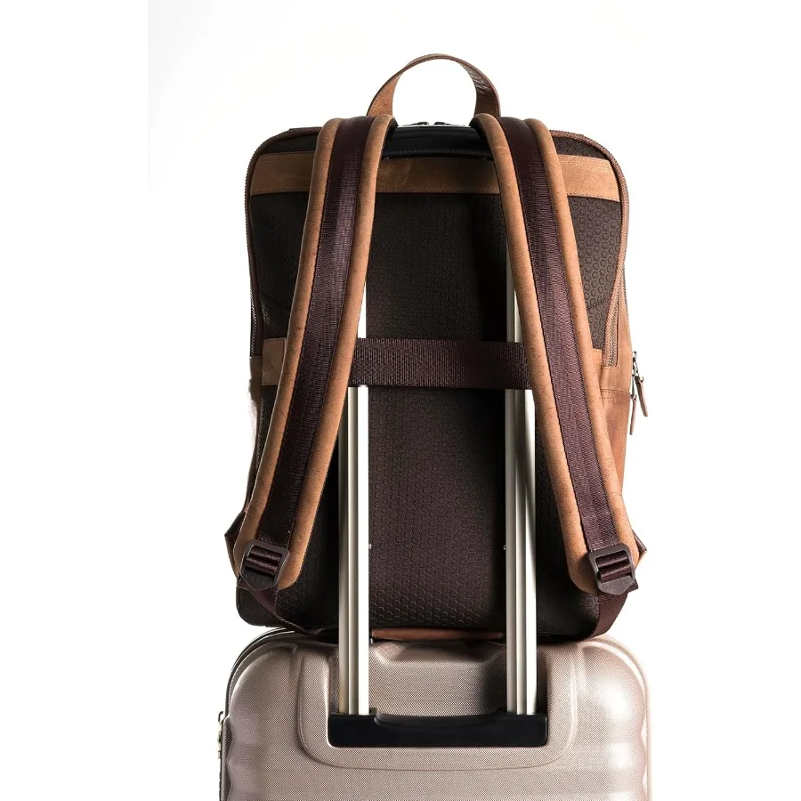 Mochila de couro para homens e mulheres clássico marrom - mochila vintage de couro de grão superior artesanal com capa para laptop de 17 polegadas -