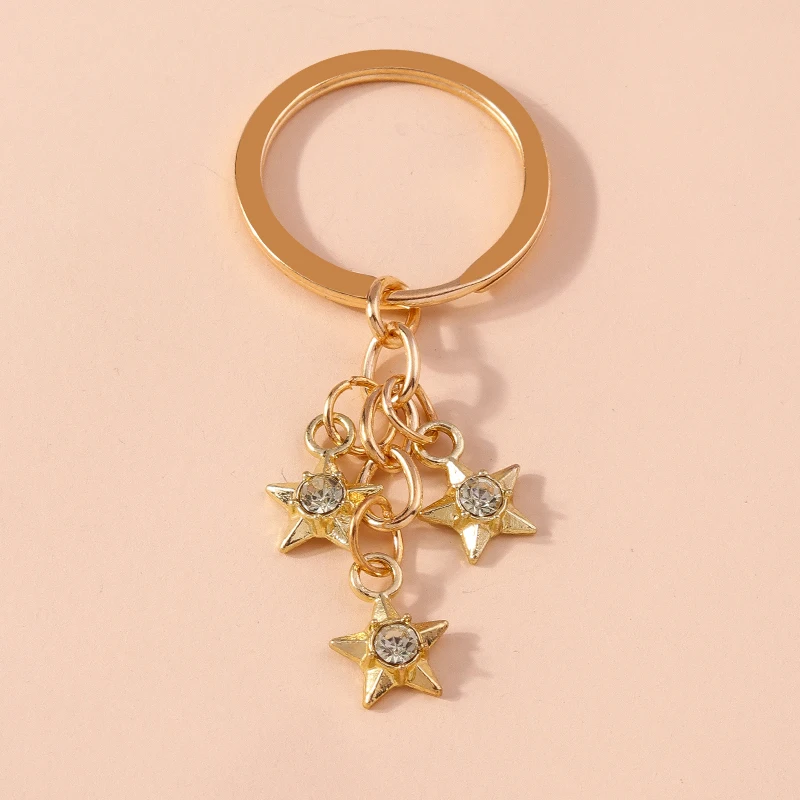 Chic Crystal Rhinestones Moon Star Keychain Women Girls Key Ring Pendant for Car Key Holder Handbag Accessories DIY Jewelry Gift