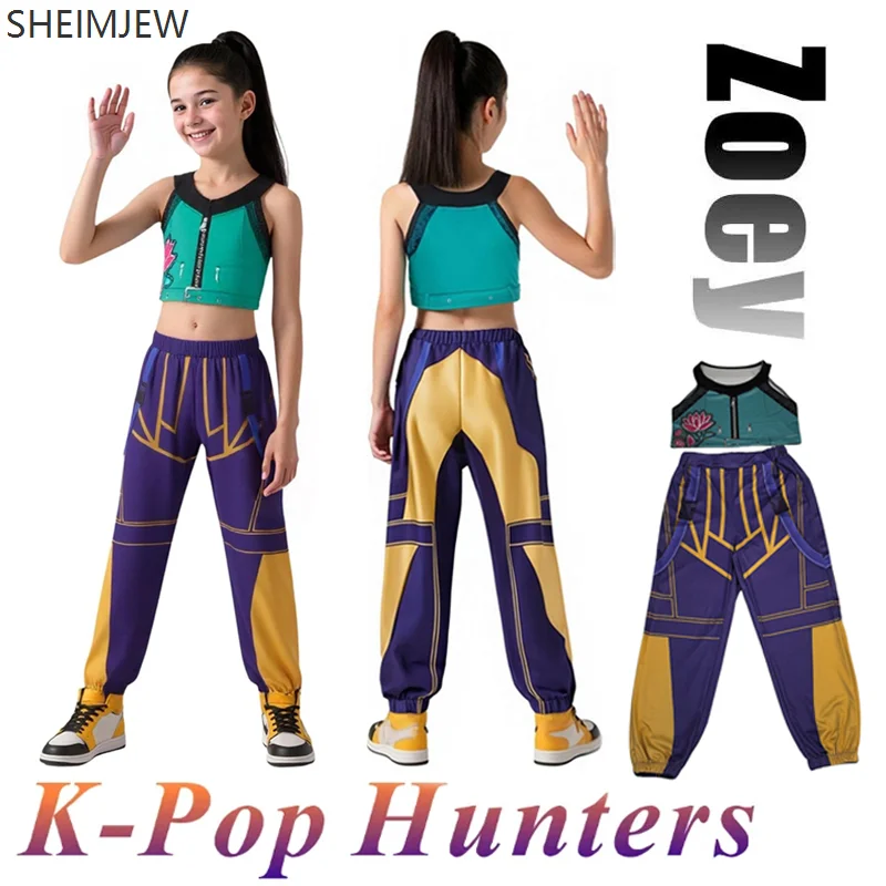 

2025 Children's Zoey 3d Print Cosplay Costume Halloween Carnival Hallyu Hunter Devil Girl Group Idol Cosplay Dress Up Stage Set