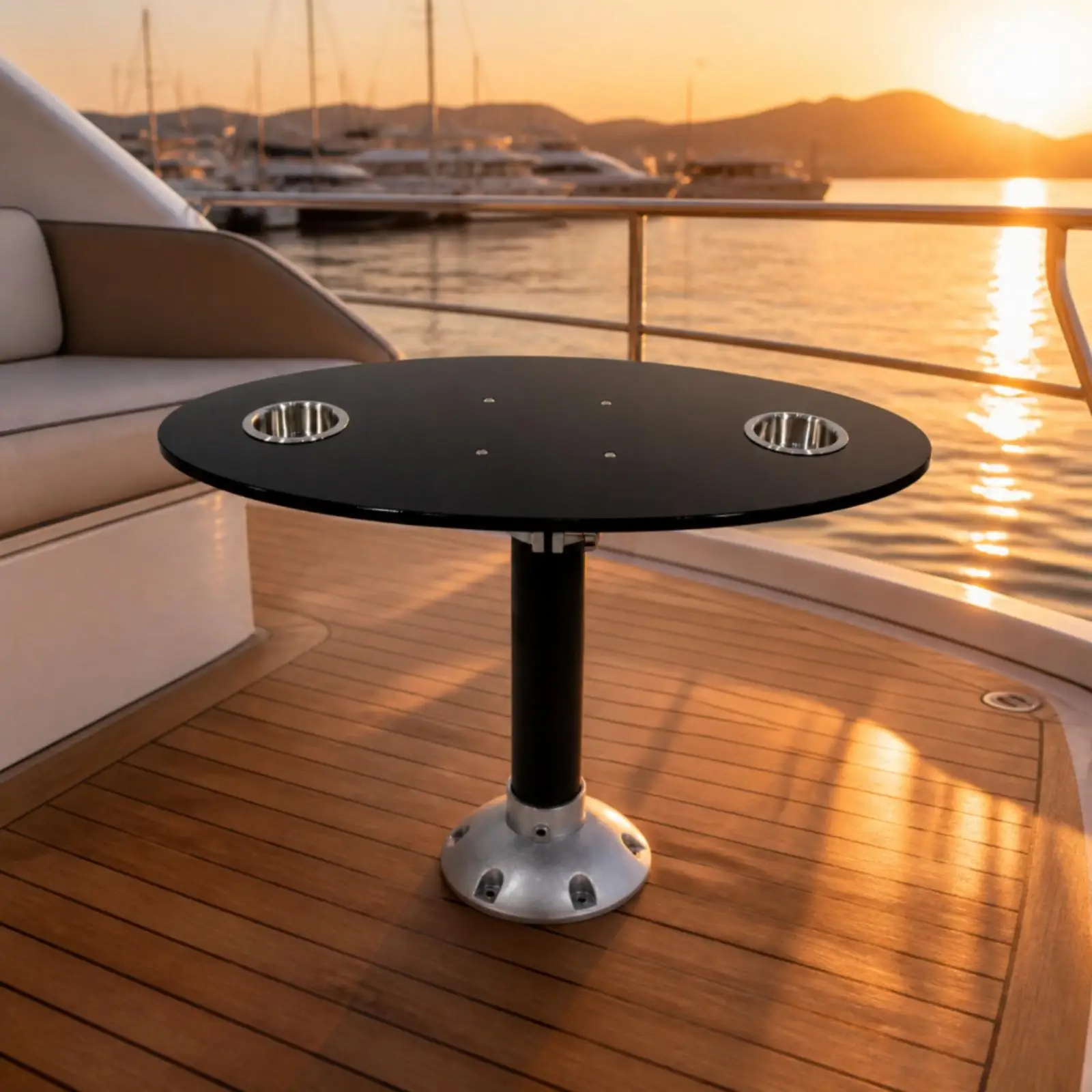 Space Saving Boat Table Detachable Pedestal Support Silver Base Waterproof Acrylic for Inflatable Boat
