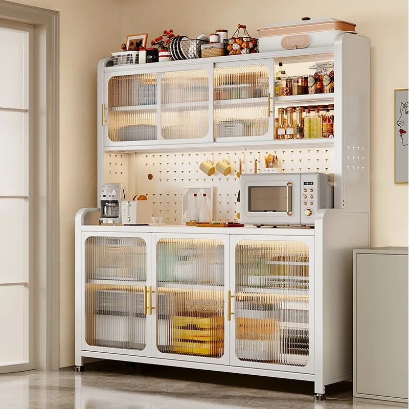 

multi-layer microwave oven, electrical appliances, side storage cabinets, multi-functional hole board storage cabinets