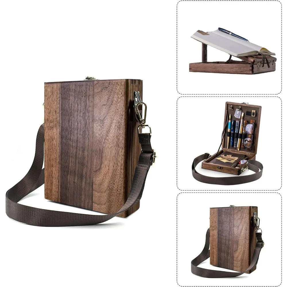 Wooden Art Box Pochade Box & Portable Easel for Plein Air Painting Artists Tool Storage Vintage Messenger Bag Gift for Writers view 6