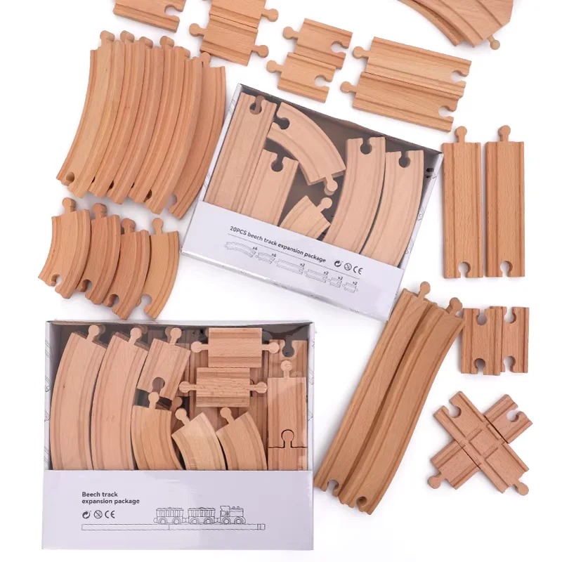 Wooden Train Track Set Wooden Track Accessories Expansion Pack Educational Building Toy Compatible With Brio Thomas Track