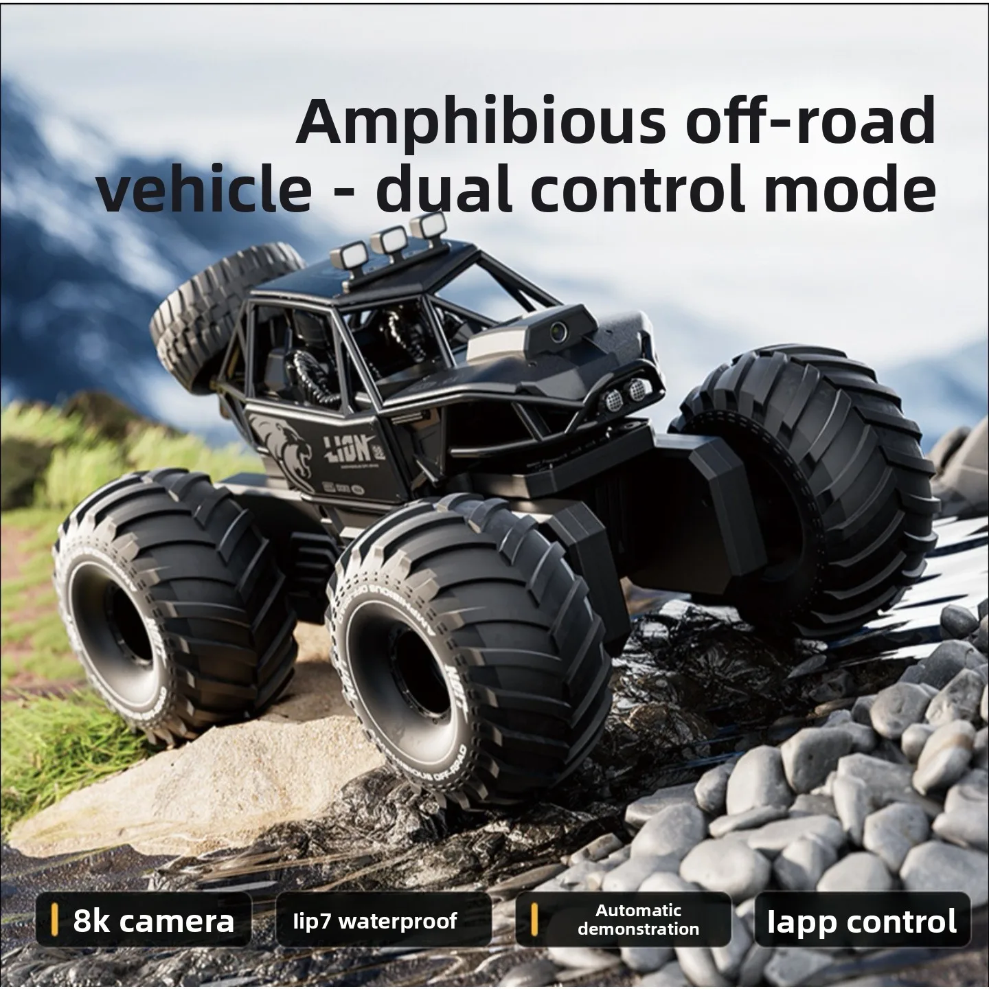 8K 4DRC Y10 Water-Land Remote Control Car with Camera Gesture Sensing Children's Toy Four-Wheel Drive Alloy Off-Road Vehicle