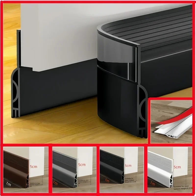 

New Door Bottom Self-adhesive Sealing Strip 1M Windproof Dust Stopper Guard Rain Weatherstrip Noise Reduction Insulator Sealer