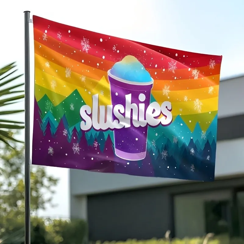 Slushies Rainbow Flag Vibrant Frozen Drink Snowflake Print Outdoor Decor for Food Stalls Coffee Shops