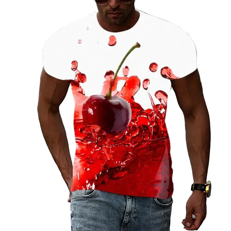 Camiseta con estampado 3D de flores para hombre, Top informal de manga corta con cuello redondo y personalidad, estilo Hip Hop, Harajuku, moda de