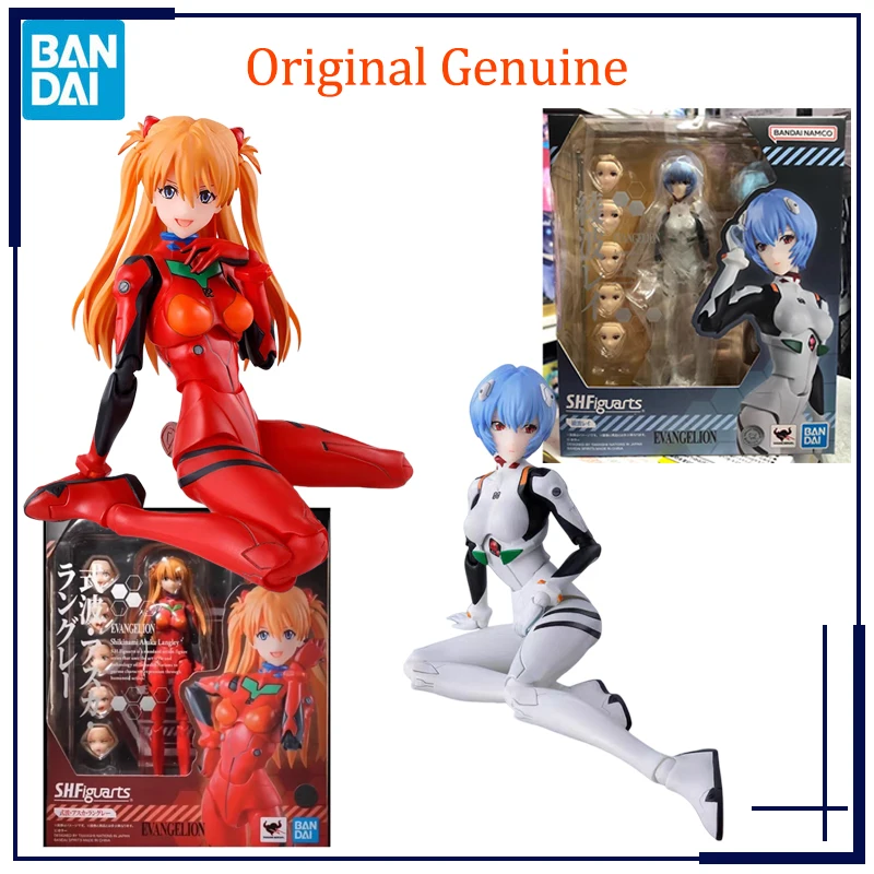 

Оригинальная коллекционная фигурка Bandai Anime EVA NEON GENESIS EVANGELION SHF: Аянами Рей и Шикинами Асука Лэнгли, модель, игрушка, подарок