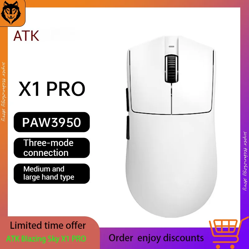 ATK Blazing Sky X1 Pro MAX Ultra Tri-Mode Wireless Mouse Gitf 8K E-Sports Mechanical Low Delay Lightweight Ergonomics Laptop