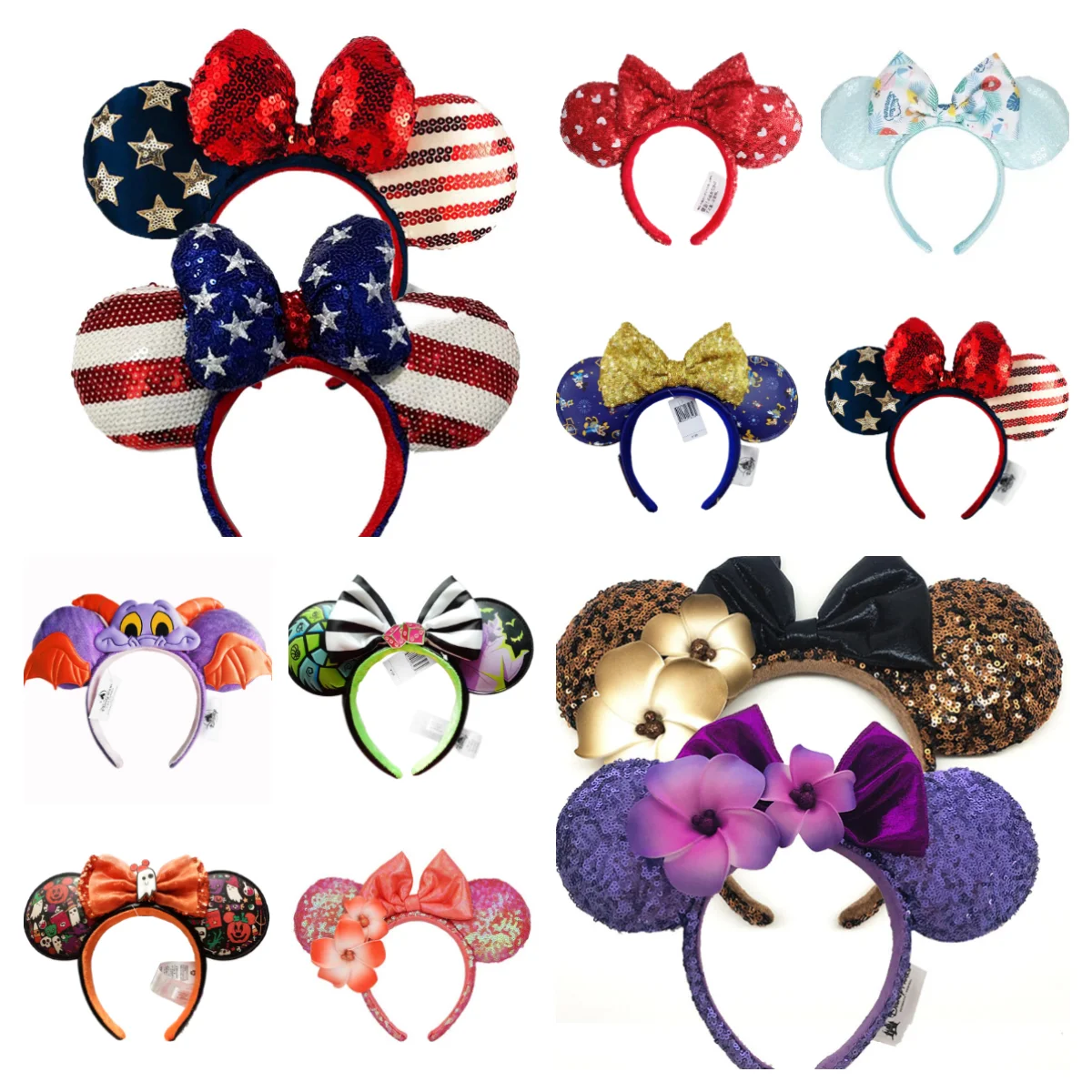 2026 Disney Mickey Mouse Ear Headband Amusement Park Hair Hoop Fish scale sequin Headwear Girl Birthday Party Hair Accessories