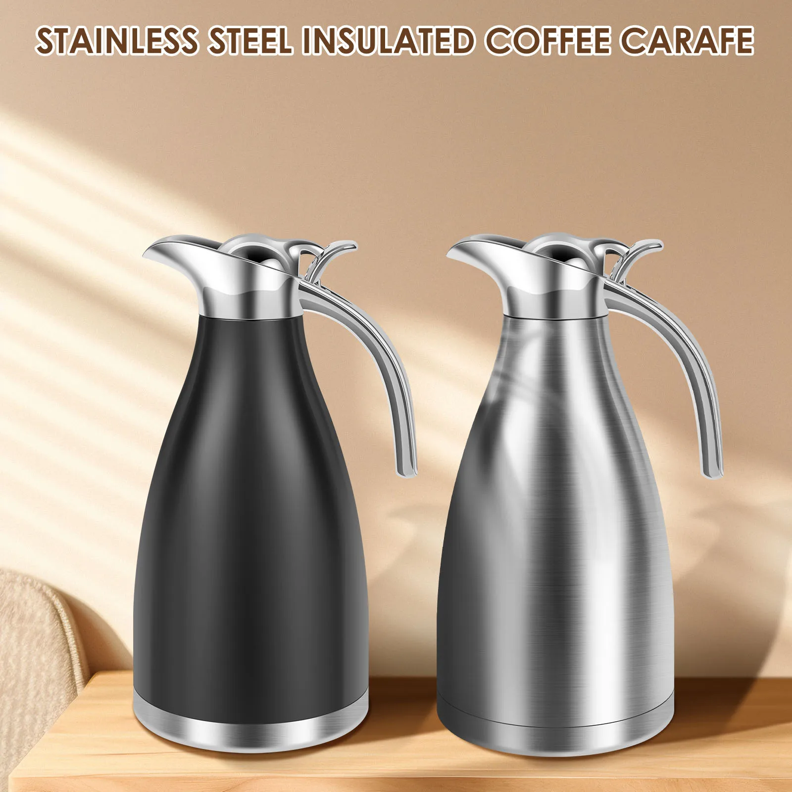 

Stainless Steel Thermal Pot Flask for Coffee, Hot Water, Tea, Hot Beverage 2L Dispenser with Pump Large Coffee Thermos Dispenser