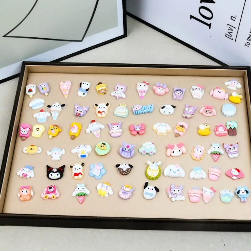 Sanrio Anime Cartoon Cute Melody Kuromi Hellokitty Glossy Resin Jewelry Cream Gum Accessories DIY Hair Clip Phone Case Wholesale