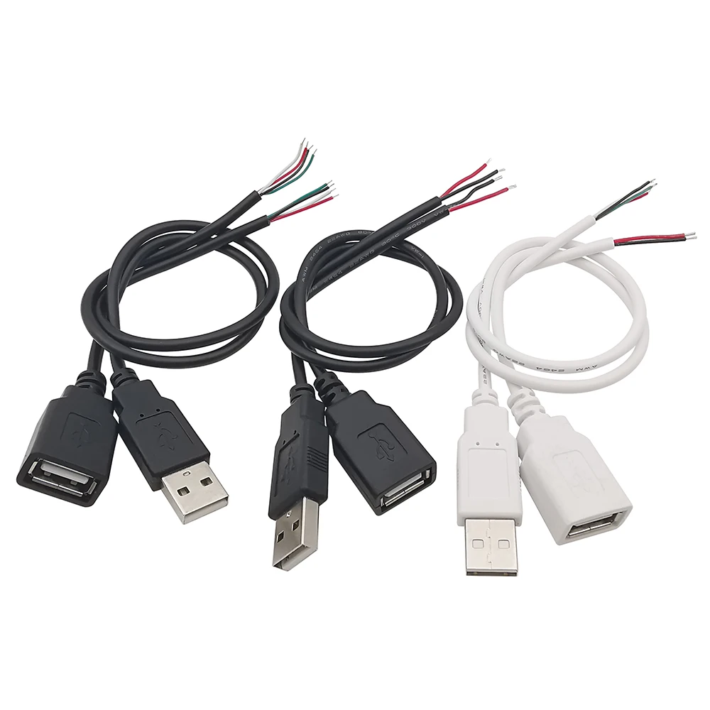 0.3m 1m 2m 5V USB kabel zasilający 2P 4P USB 2.0 żeński drut malarski wtyczka Jack ładowarka przewód ładujący przedłużacz złącze DIY