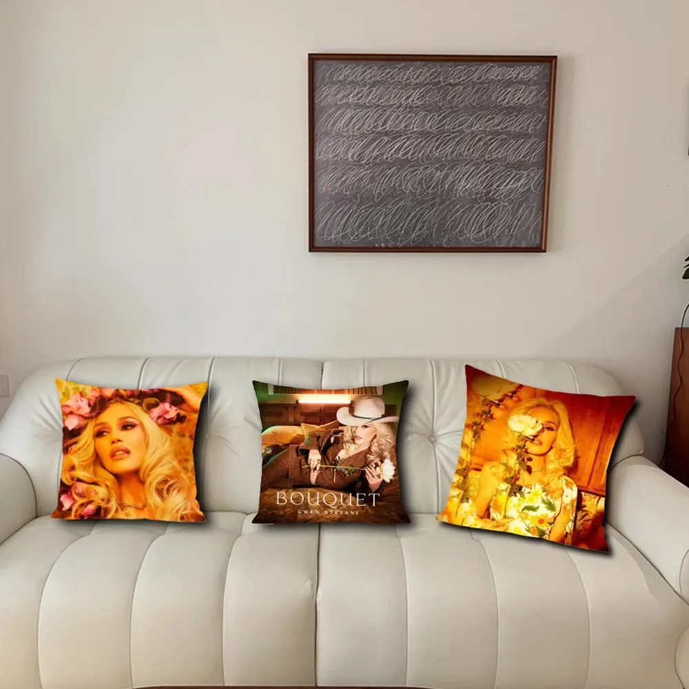 Gwen Stefani Bouquet  Pillow Case For Sofa Bedroom Living Room Office Bedside Table Backrest Cushion Printing Square