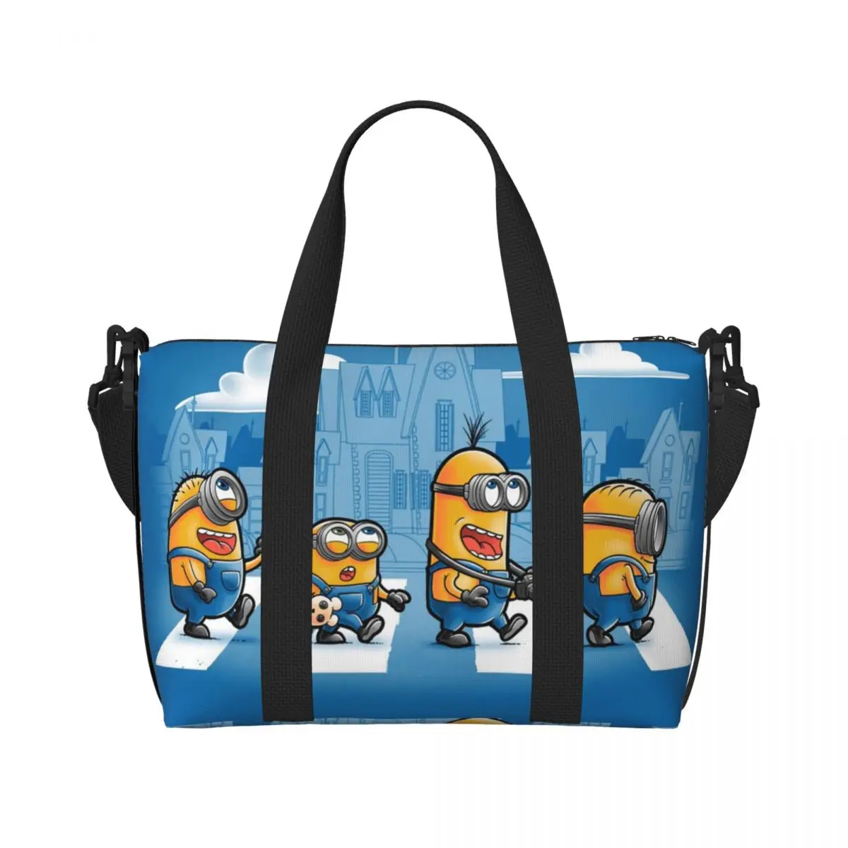 

Custom M-Minions Road Beach Tote Bag for Women M-Minions Cartoon Big Compartment Gym Beach Travel Bags