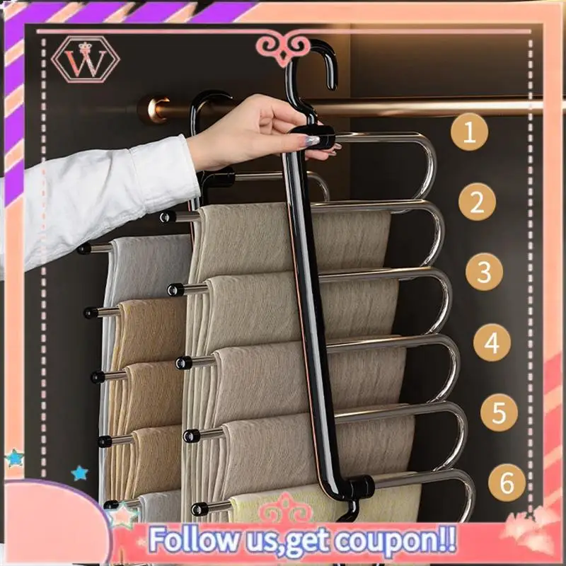 

Upgraded Stainless Steel Clothes Hanger Closet Organizer Adjustable Pants Storage Shelf Space Saving Closet Organizer