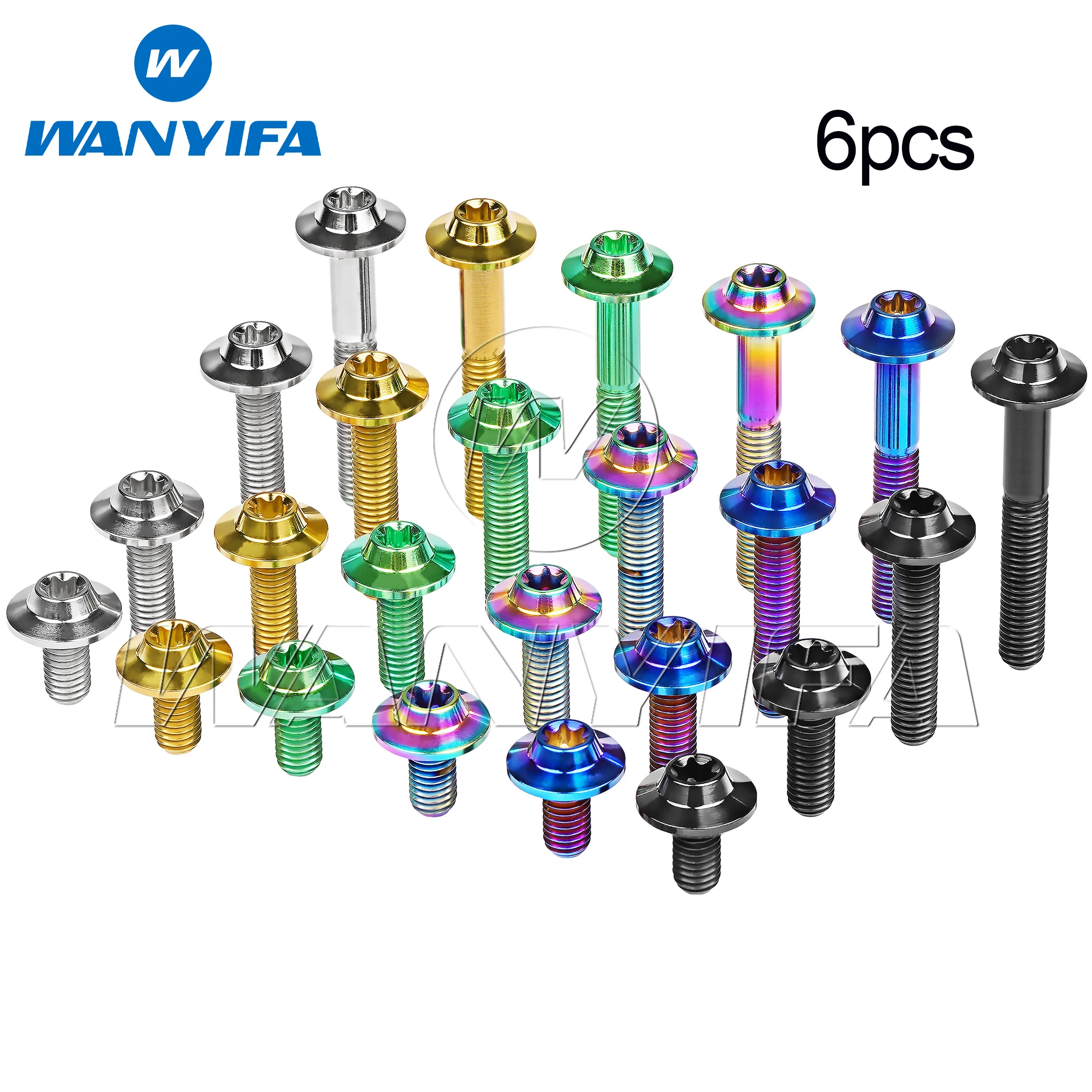 

Wanyifa 6pcs Titanium Bolt M5x10 12 15 20 25 30 35mm Butterfly Umbrella Torx T25 Head Screws for Motorcycle Disc Brake