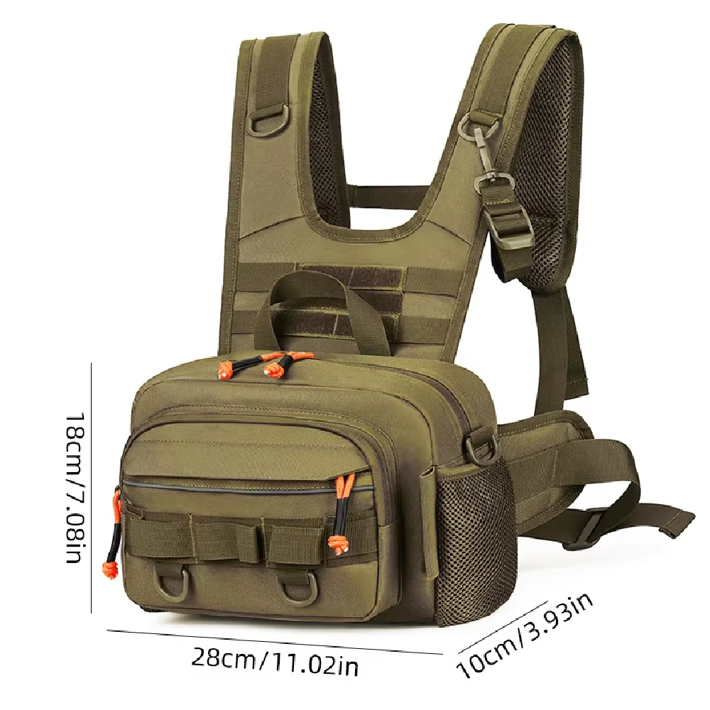 RGGMQQ 1PCS Fishing Chest Pack, Waterproof Fly Fish Bag with Reflective Design for Men Women Outdoor Hunting Hiking