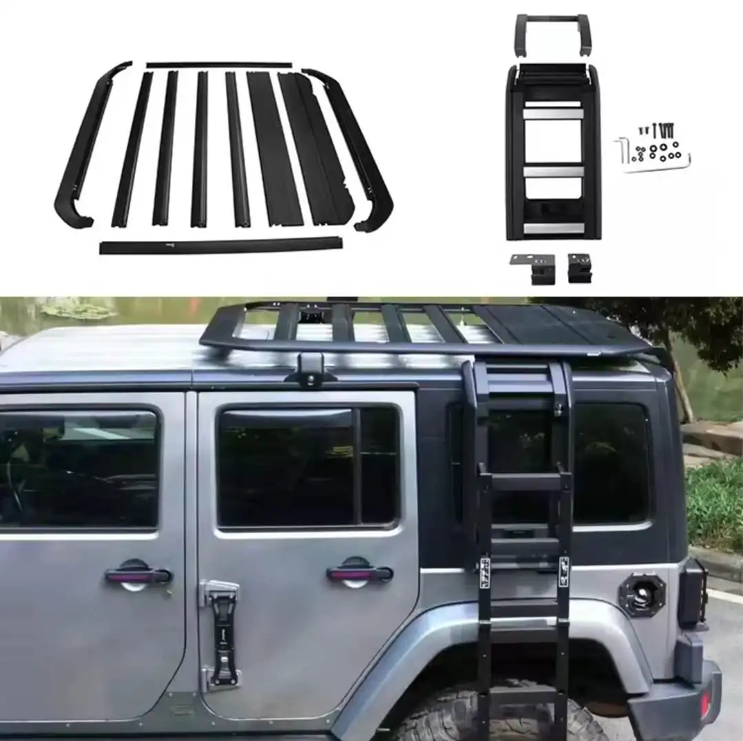 Roof Rack Luggage Rack with Car Body Stairs Ladder for Wrangler JL 2018+ Car Storage Rack Car Roof Cargo Carrier