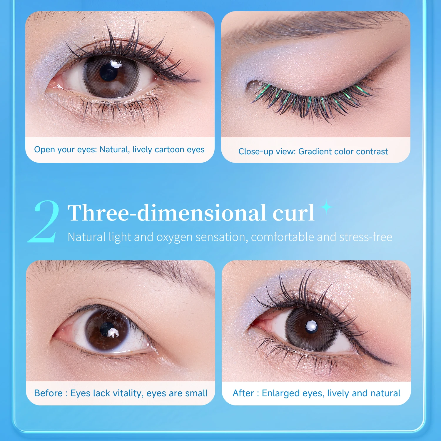 Blue Tears False Eyelashes Natural Single Cluster Curled Dense Segmented Upper Lashes Artificial Volume Makeup