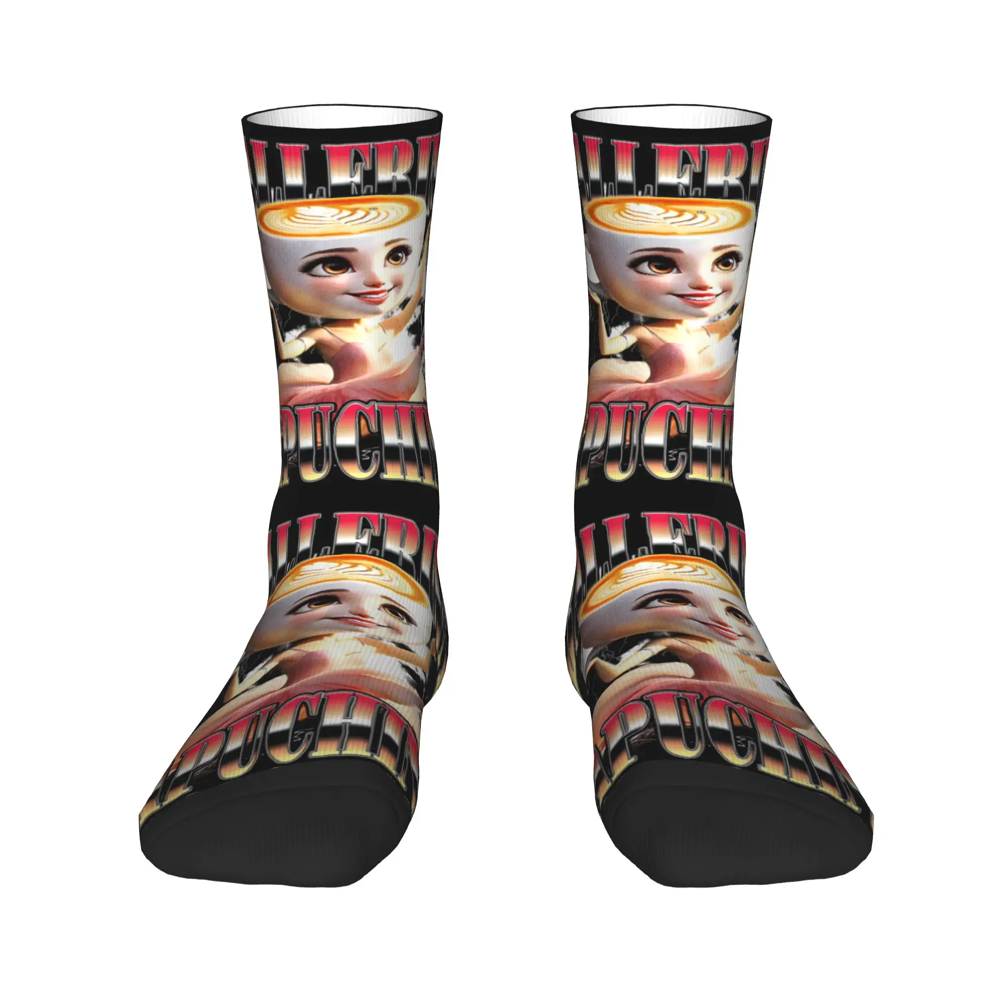 Calcetines deportivos de baloncesto con estampado 3D de Harajuku Ballerina Capuchina Italian Brainrot Tung Tung Tung Sahur para hombre y mujer, cálidos