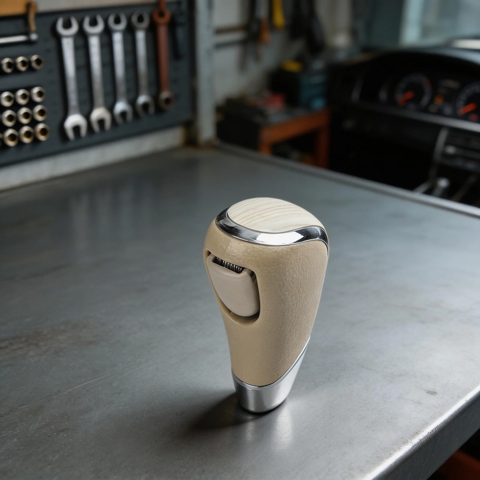 Automotive Replacement Parts Beige Chrome Finish Beige Chrome Knob Beige Chrome Shift Knob Auto Accessory Functional Design
